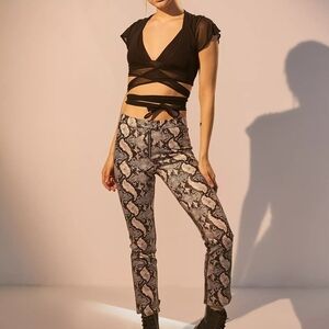 I.AM.GIA Asha Black Short Sleeve Sheer Wrap Top Women's Small